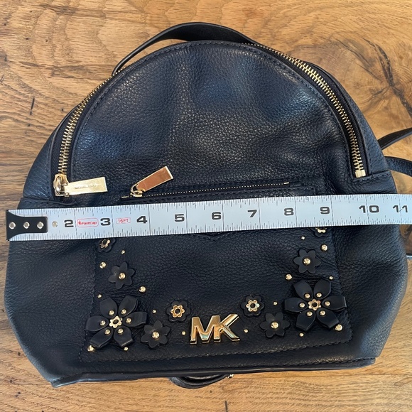 Authentic Michael Kors MK Blue Floral Studded Backpack Purse - Picture 4 of 17